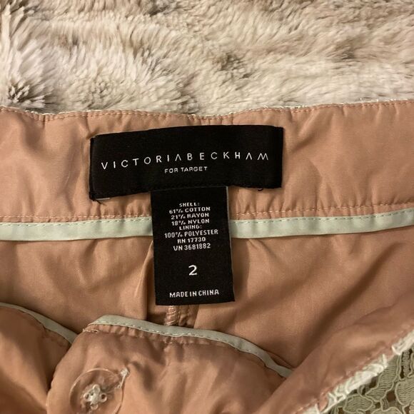 : : VICTORIA BECKHAM for Target Pale Mint Green Lace Shorts with Tan Lining : : - Picture 3 of 11